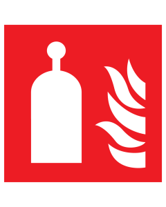 Sticker met pictogram van een op afstand bedienbare unit van een blusinstallatie