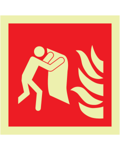 Fotoluminescerende sticker met pictogram van een blusdeken / branddeken