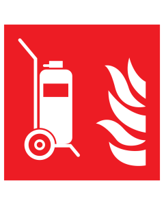 Sticker met pictogram van een mobiele brandblusser