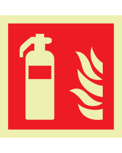 Fotoluminescerende sticker met pictogram van een brandblusser volgens ISO 7010