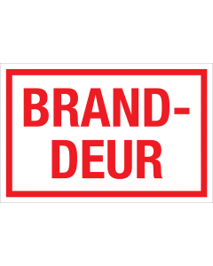 Sticker Branddeur - tekststicker met rode tekst