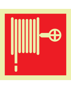 Fotoluminescerende sticker met pictogram van een brandslanghaspel