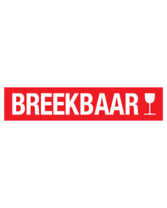Sticker met tekst Breekbaar rood