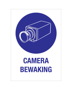 Sticker met pictogram camera en tekst voor aanduiden van camerabewaking