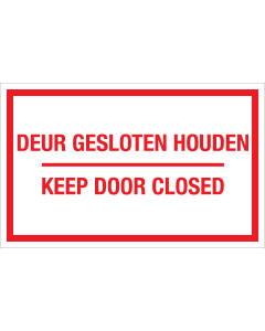 Sticker Deur Gesloten Houden, Keep Door Closed - tekststicker met rode tekst