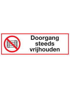 Sticker met pictogram en tekst Doorgang steeds vrijhouden ISO7010 - P023