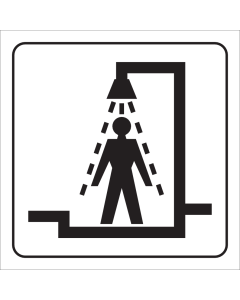 Witte sticker met pictogram voor aanduiden douche voor heren