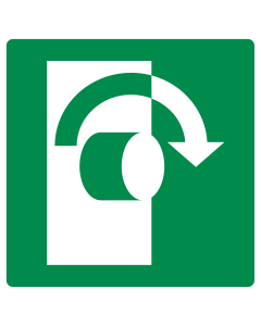 Sticker met pictogram draaiknop draairichting rechts ISO 7010