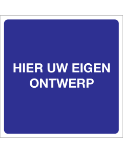 Sticker Eigen tekst of pictogram blauw/wit