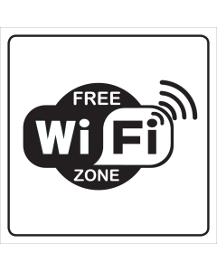 Witte sticker met pictogram om een gratis wifi zone aan te duiden