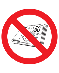 Sticker met pictogram Contant geld verboden