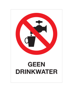 Sticker met pictogram en tekst Geen drinkwater