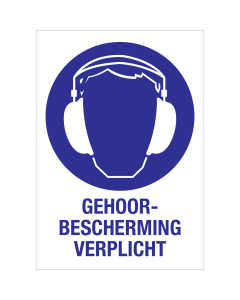 Sticker met pictogram en tekst om aan te duiden dat gehoorbescherming verplicht is