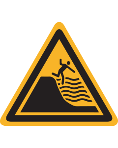 Sticker met pictogram "Waarschuwing Sterk Aflopend Strand" - ISO 7010 - W066