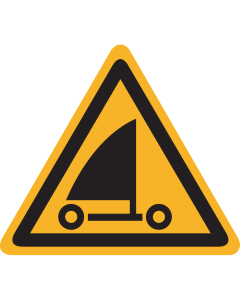 Sticker met pictogram "Waarschuwing Beachsurfen, Strandsurfen of Strandzeilen" - ISO7010 - W059