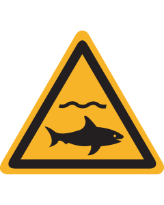 Sticker met pictogram "waarschuwing haaien" - ISO 7010 - W054