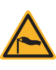 Sticker met pictogram "Waarschuwing Harde Wind" - ISO 7010 - W064