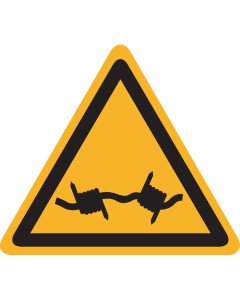 Sticker met pictogram "Waarschuwing Gevaar Prikkeldraad" - ISO 7010 - W033