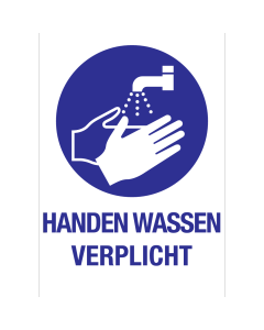 Sticker met pictogram en tekst om aan te duiden dat het wassen van de handen verplicht is - ISO7010 - M011