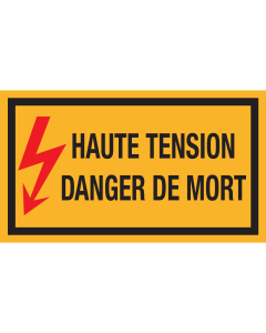Sticker met pictogram en tekst "Haute Tension - Danger de Mort"