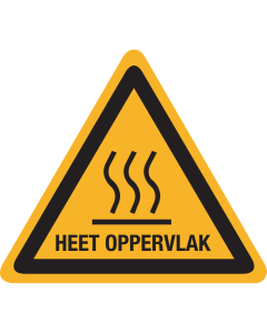 Sticker met pictogram en tekst "Waarschuwing heet oppervlak" - ISO 7010 - W017