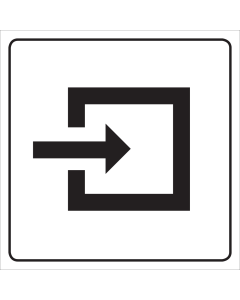 Witte sticker met pictogram voor het aanduiden van de ingang