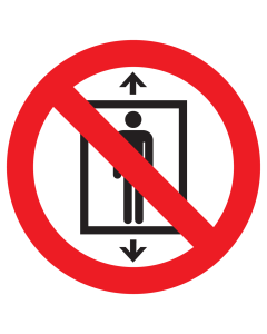 Sticker met pictogram Verboden personen in lift ISO7010 - P027