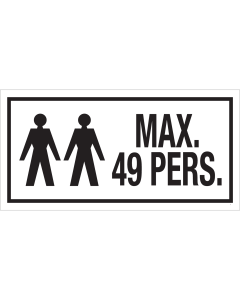 Sticker Maximaal 49 personen - tekststicker met zwarte tekst