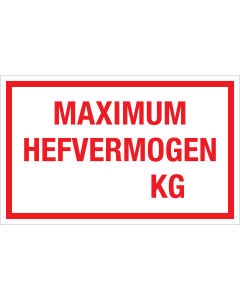 Sticker Maximum Hefvermogen in KG - tekststicker met rode tekst