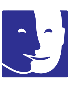 Blauwe sticker voor het aanduiden van een ruimte geschikt voor mentaal gehandicapten