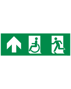 Sticker Nooduitgang rechtdoor linkerkant beperkte mobiliteit