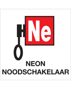 Sticker met pictogram voor het aanduiden van de neon noodschakelaar