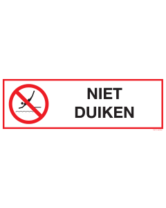 Sticker met pictogram en tekst Niet duiken