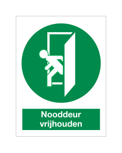 Nooddeur vrijhouden groen/wit (sticker)