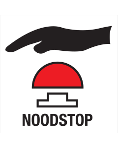 Sticker met pictogram van een noodstop bij calamiteit