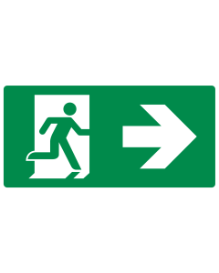 Sticker met pictogram nooduitgang rechts ISO 7010