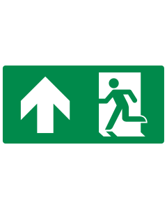 Sticker met pictogram nooduitgang rechtdoor linkerhand