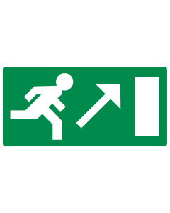 Sticker met pictogram nooduitgang rechts omhoog