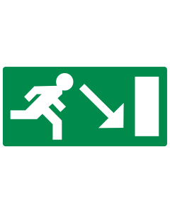 Sticker met pictogram nooduitgang rechts omlaag