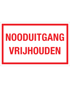 Sticker Nooduitgang Vrijhouden - tekststicker met rode tekst