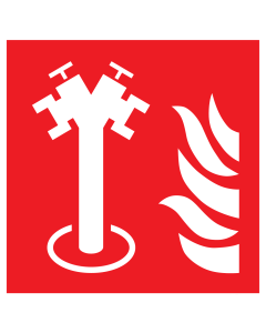 Sticker met pictogram van een ondergrondse brandkraan met vlam