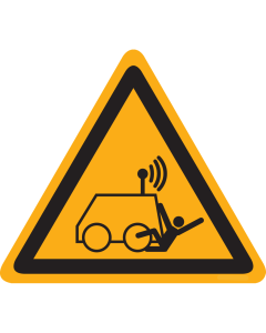 Sticker met pictogram gevaar op afstand bedienbare machine - ISO 7010 - W037