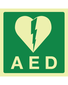 Fotoluminescerende sticker met pictogram AED - KB 21-4-2007