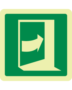Fotoluminescerende sticker met pictogram nooduitgang duwen rechterkant IOS 7010