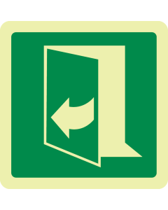 Fotoluminescerende sticker met pictogram nooduitgang trekken rechts ISO 7010