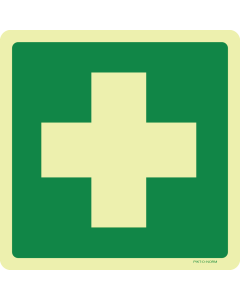 Fotoluminescerende sticker met pictogram EHBO - ISO 7010