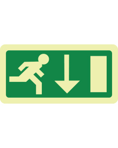 Fotoluminescerende sticker met pictogram nooduitgang naar beneden