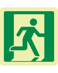 Fotoluminescerende sticker met pictogram nooduitgang openen rechterkant ISO 7010
