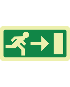 Fotoluminescerende sticker met pictogram nooduitgang rechts ISO 7010