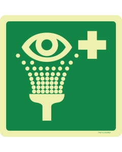 Fotoluminescerende sticker met pictogram oogdouche - ISO 7010